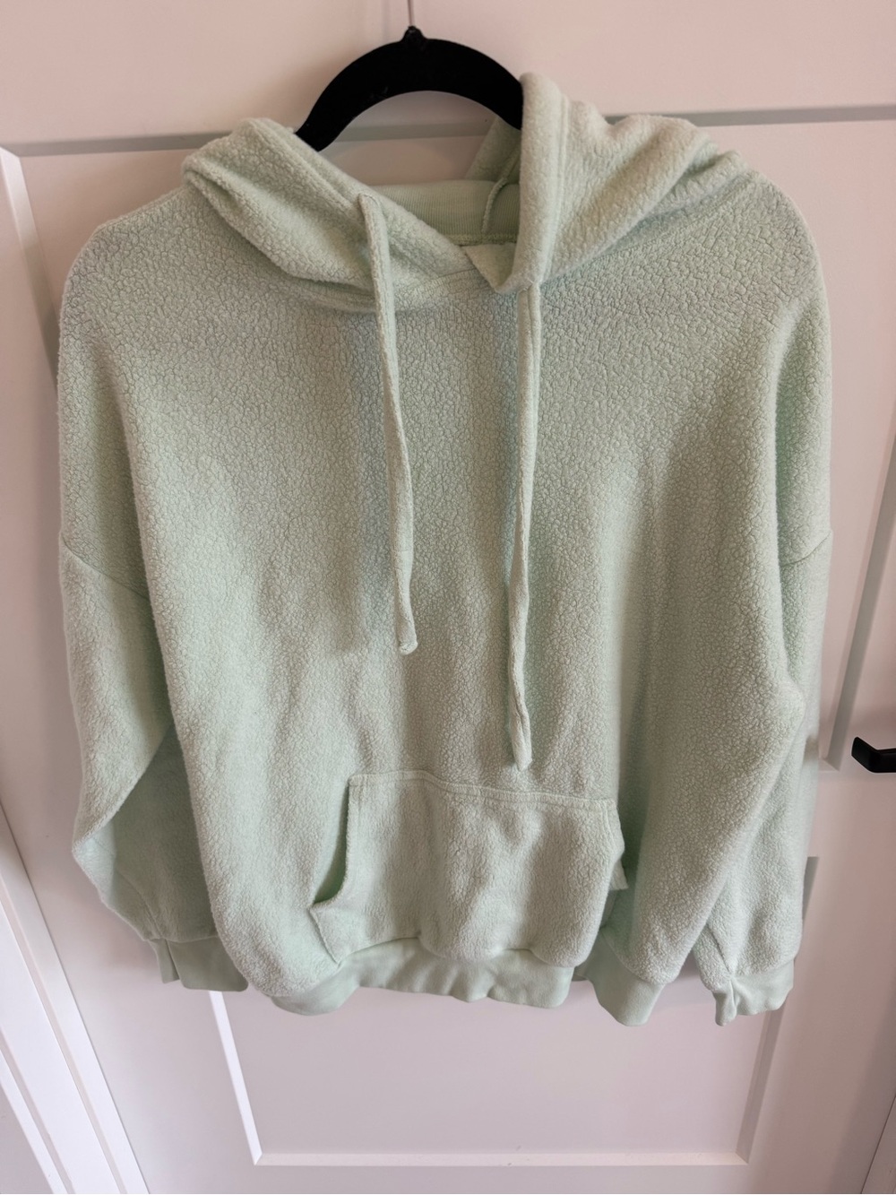 Soft Serve Cloud Cotton Hoodie Medium Mint Green Plush Fleece Pullover Made USA
